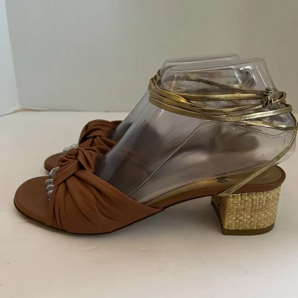 Clorinda Antinori Italy Leather Lace Up Knot Block Heel Sandal Shoes SZ 36 US 5 - Picture 4 of 10